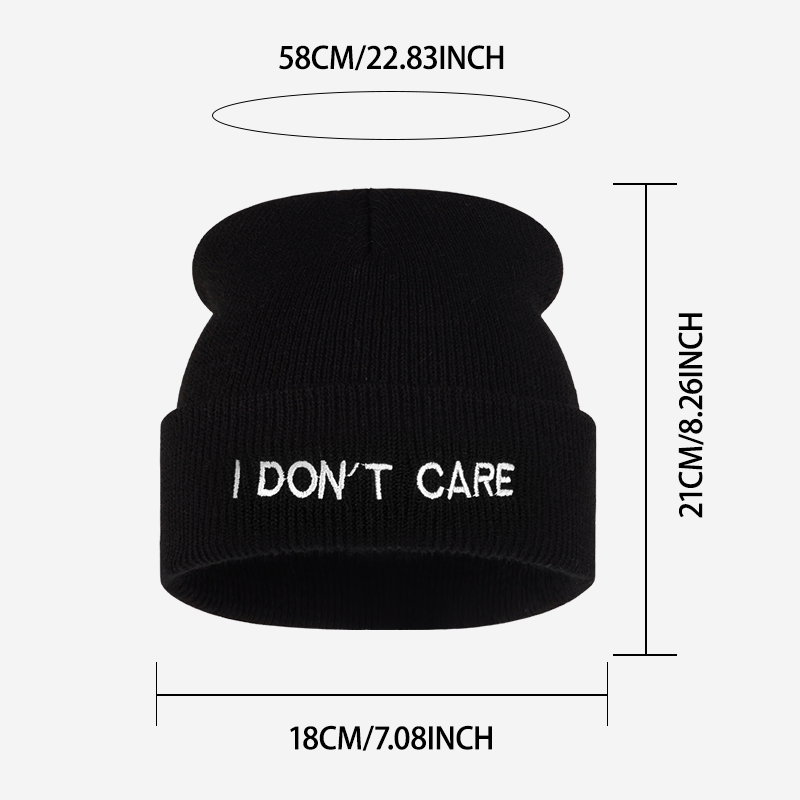 I DON'T CARE Text Knit Cuffed  - огляд і ціна Beanie Cuffed Knit